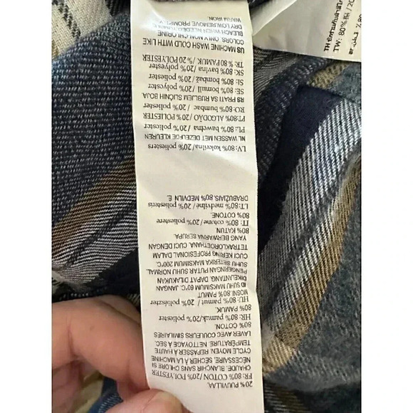 Burnside Shirt Men's Large Blue Plaid Flannel Button Front Patch dirtlabs Adult - Picture 11 of 16